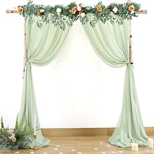PARTISKY 10x7ft Sage Green Chiffon Backdrop Curtains, Wrinkle-Free Sheer Fabric - Image 9