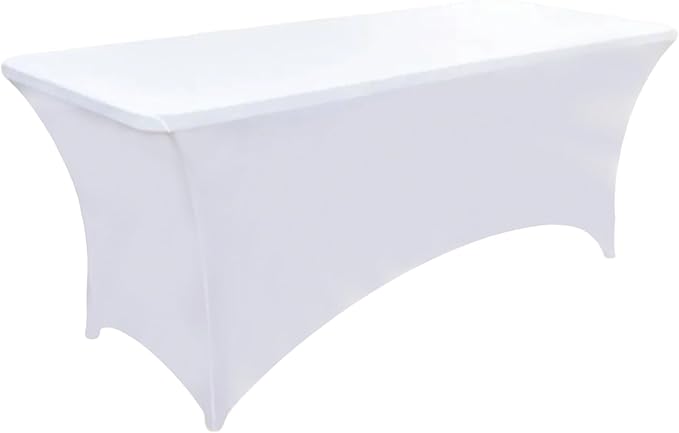 6-Pack 4ft White Spandex Table Covers - Image 8