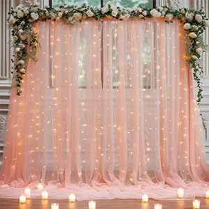 20x10 Peach Tulle Backdrop Curtains - Image 5