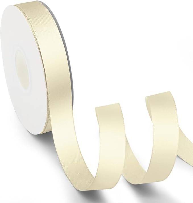 KMER LIFE 5/8 inch x 25 Yards Double Faced Polyester Ivory Satin Ribbon by KMERLIFE