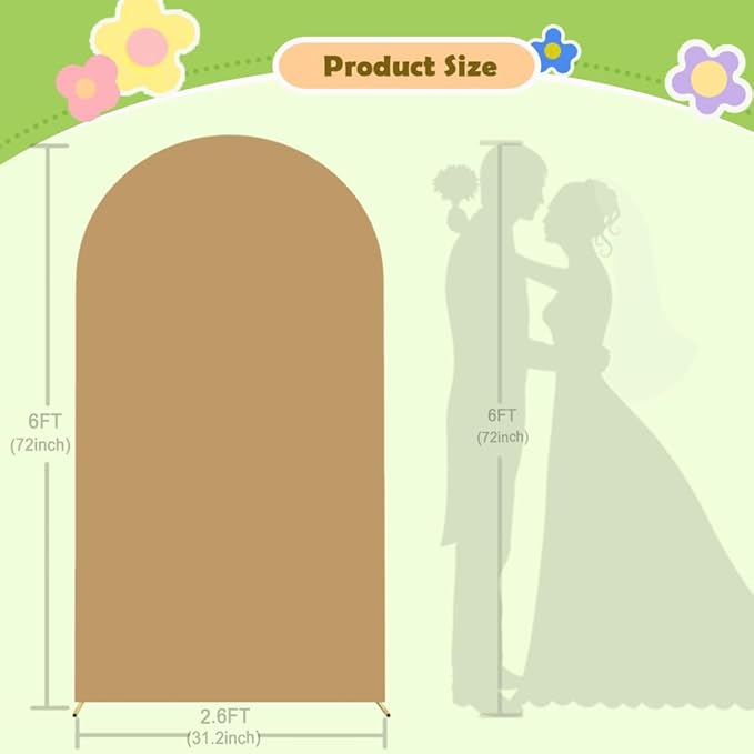 Khaki Wedding Arch Cover 6FT Spandex Arches Cover Brown Round Top Chiara - Image 5