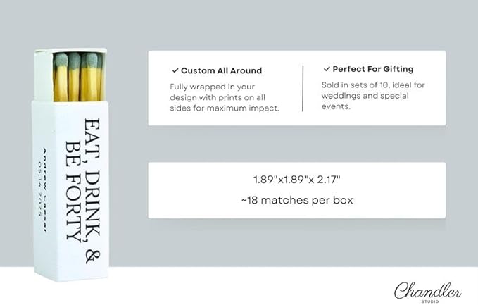 Customizable Birthday Matchboxes – Set of 10 – Fun Birthday Design – Colorful - Image 2
