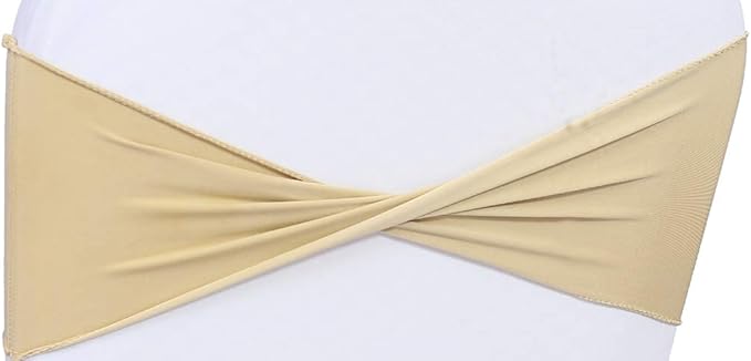 VDS Pack of 50 PCS | Champagne | Spandex Chair Sashes Bows Without Buckle | - Image 3