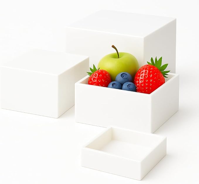 Buffet Risers 4-Pack – White Acrylic Cube Display Stands, Seamless Thick by Unknown