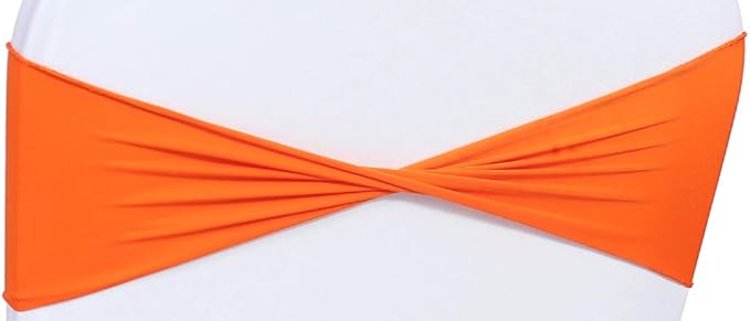 VDS Pack of 200 PCS | Orange | Spandex Chair Sashes Bows Without Buckle | - Image 3