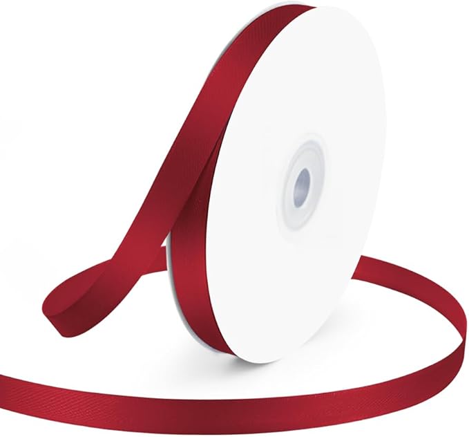 KMER LIFE 3/8" Wide x 50 Yards Wine Red Single Faced Polyester Satin Ribbon by KMERLIFE