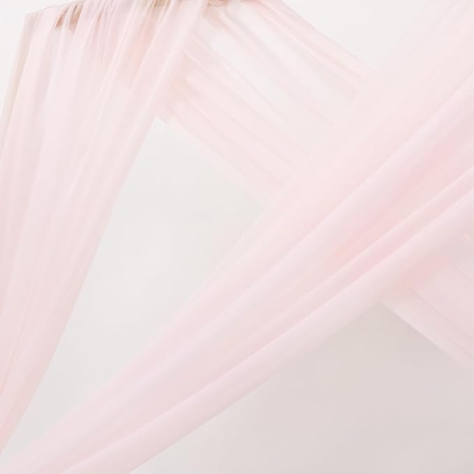 MLMC Blush Pink Wedding Arch Draping Fabric 2 Panels 29" x 20 FT Extra Long - Image 3