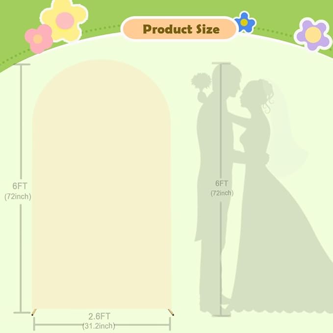 Beige Arch Cover 6ft Arch Backdrop Cover Spandex Fitted Wedding Arch Covers - Image 3