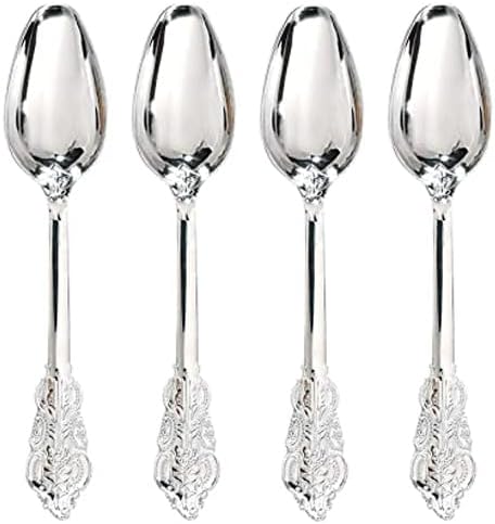 WDF 100 Piece Silver Plastic Spoons Disposable by WDF