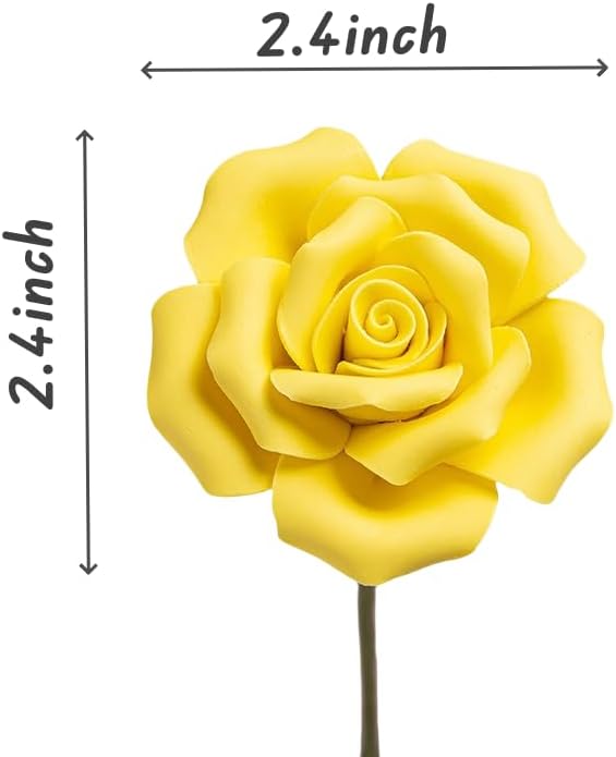 6 pcs Handmade Ceramic Roses, Featuring Vibrant Colors and Intricate Petal - Image 5