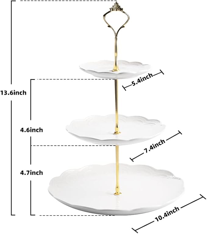 Sweejar 3 Tier Ceramic Cake Stand Wedding, Dessert Cupcake Stand - Image 6