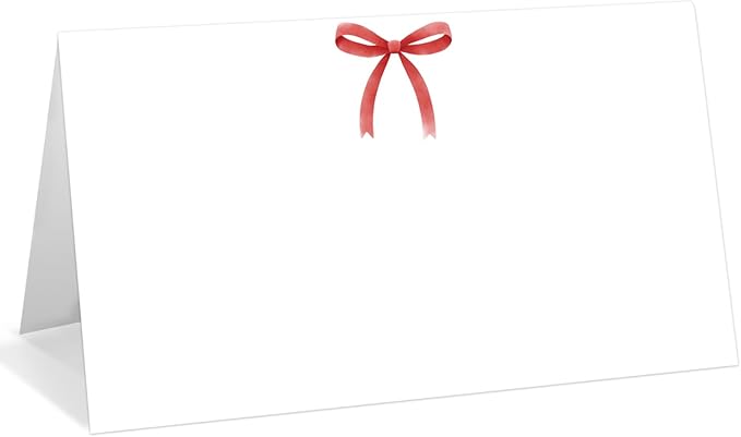 25 Pack Red Bow Place Cards, Editable Name Cards by WwongxianB