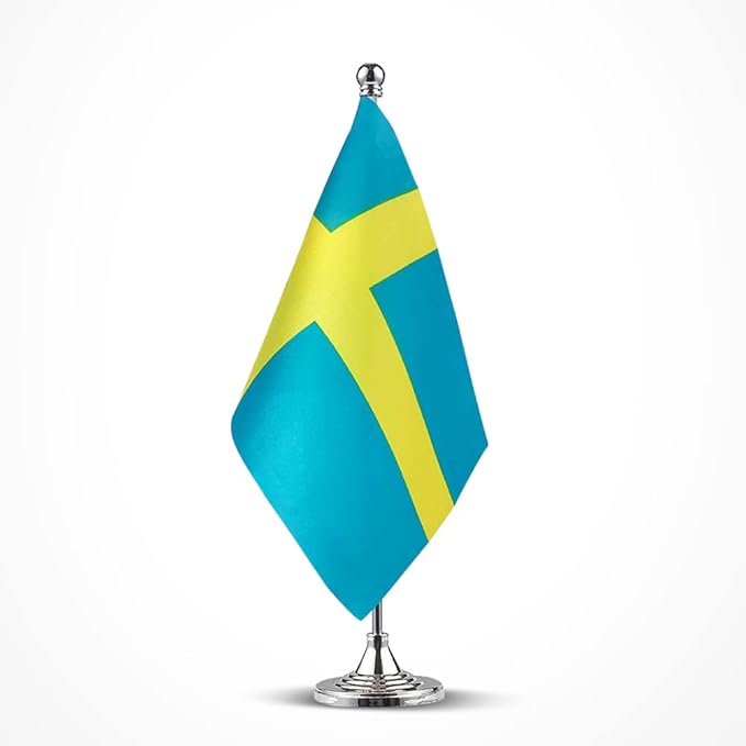 Sweden Flag Swedish Flags, Small Mini Swedish Desk Flag, Used by Mflagperft