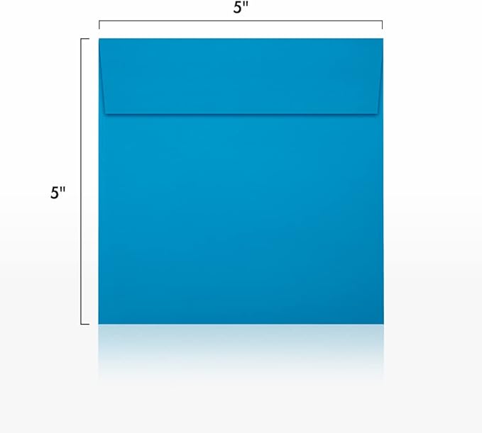 LUXPaper Square Invitation Envelopes | Peel & Press | 5" x 5" | Pool Blue | - Image 2