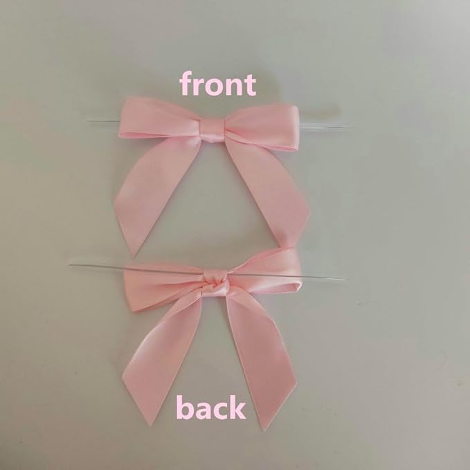 50pcs 3-1/2" Light Pink Satin Ribbon Bows - Image 4