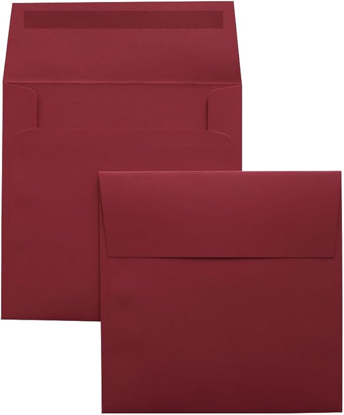 LUXPaper Square Invitation Envelopes | Peel & Press | 5" x 5" | Holiday Red | - Image 4
