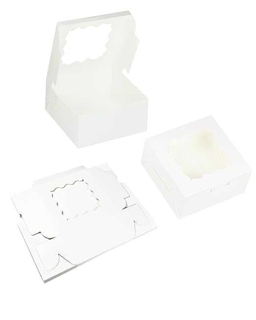 Bakepacker 100pcs White Cookie Boxes 6x6x3 inches Easy Assemble Macaroon Pastry - Image 3