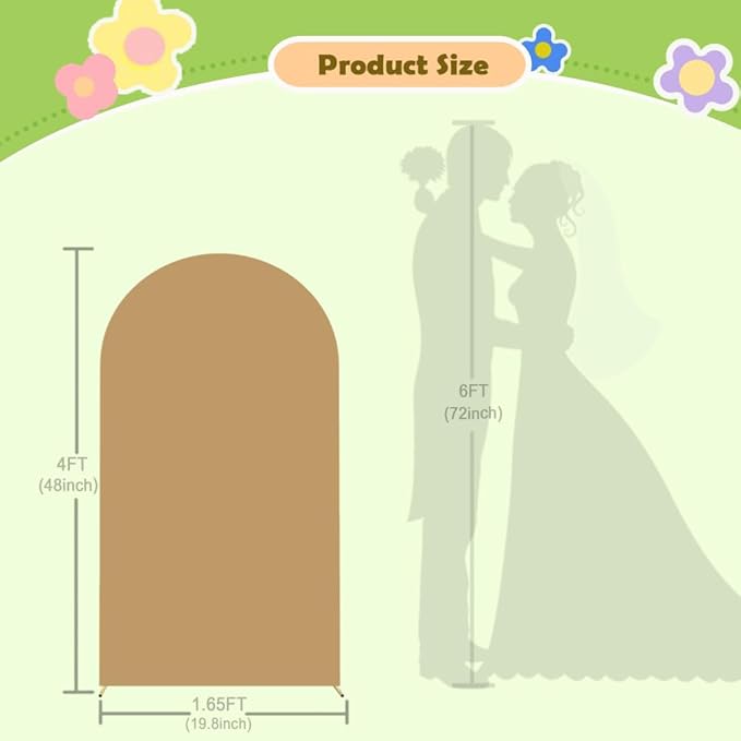 Khaki Arch Cover 4FT Brown Spandex-Arch-Cover Round Top Wedding Chiara Arched - Image 2