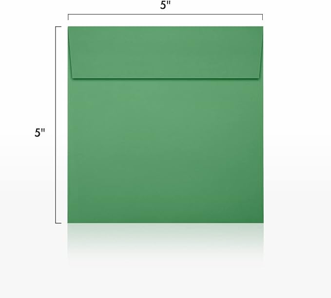 LUXPaper Square Invitation Envelopes | Peel & Press | 5" x 5" | Holiday Green | - Image 2