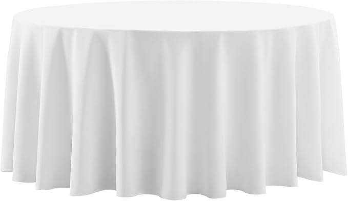 Round Tablecloth 2 Pack 90 Inch White Tablecloths Washable Decorative Linen by AOCOZHomeLifeMuseum
