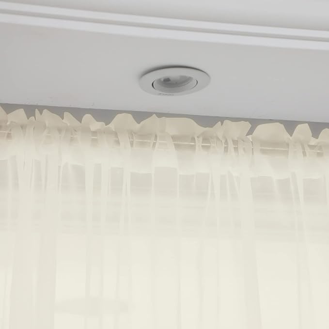 Window Beige Sheer Curtains 84 Inches Long 2 Panels Sheer Curtain Basic Rod - Image 3