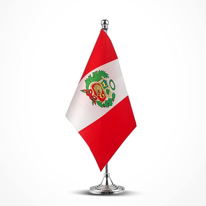 Peru Flag Peruvian Flags, Small Mini Peruvian Desk Flag, Used by Mflagperft