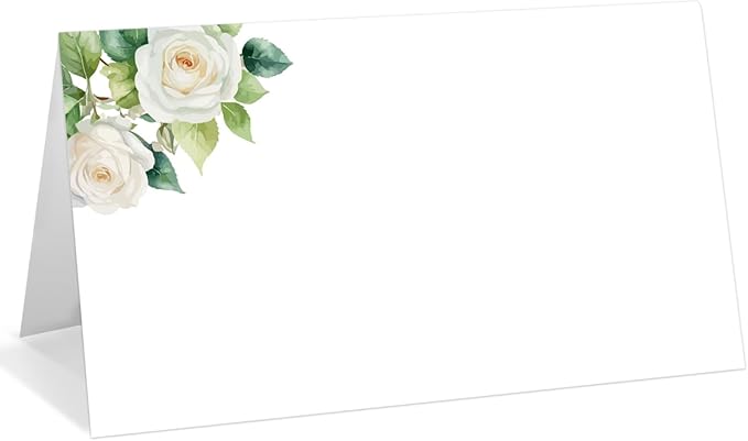 25 Pack White Flower Place Cards, Editable Name Cards by WwongxianB