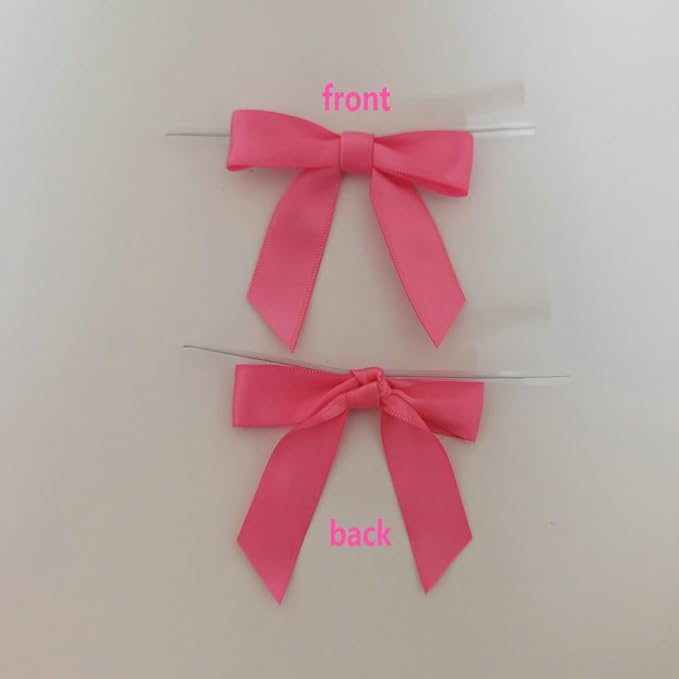 50pcs 2-1/2" Hot Pink Satin Ribbon Bows - Image 4