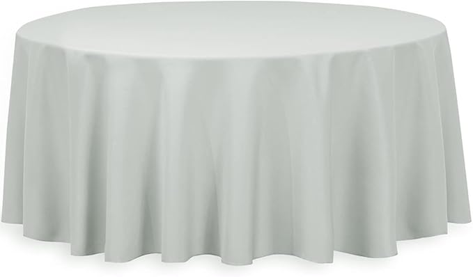 LinenTablecloth 132-Inch Round Polyester Tablecloth Silver by Shindigz
