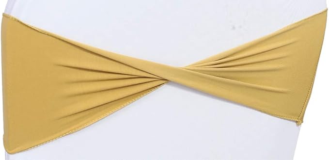 VDS Pack of 250 PCS | Gold | Spandex Chair Sashes Bows Without Buckle | Stretch - Image 3