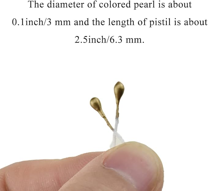 HAHIYO 700pcs 3mm Gold Pearl Double Heads Flower Pistil Hand-Made Artificial - Image 3