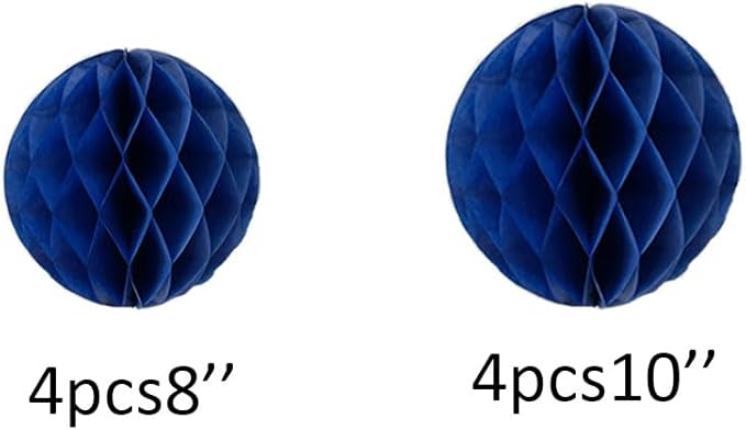 8pc Honeycomb Balls Party Decorations 8'' 10'' Tissue Paper Pom Poms Flower - Image 2