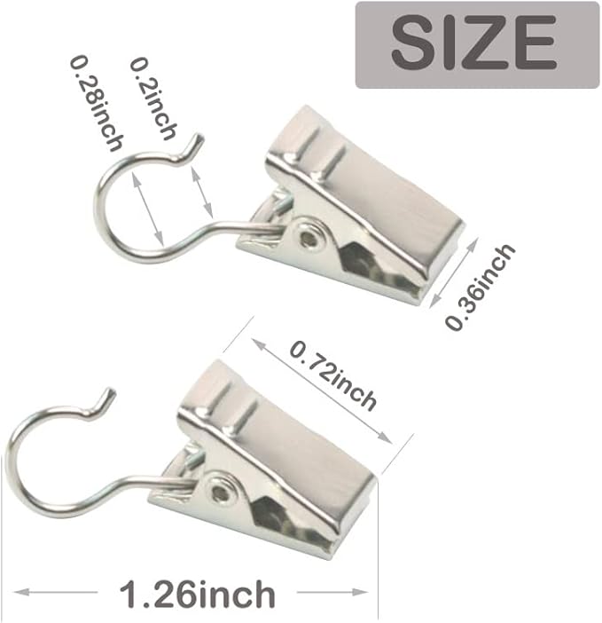 30 Pcs Curtain Clips with Hooks, Heavy Duty Metal Shower Clip Hook Set - Image 2