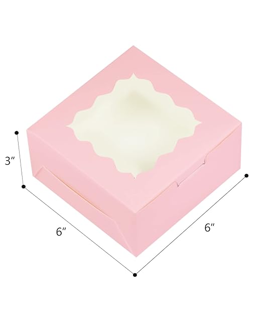 Bakepacker 100pcs Pink Cookie Boxes 6x6x3 inches Easy Assemble Macaroon Pastry - Image 6