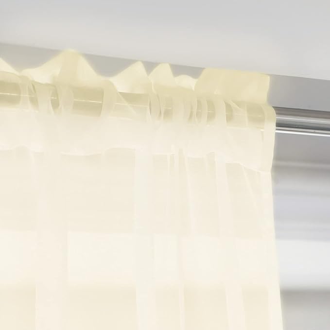 Window Light Yellow Sheer Curtains 108 Inches Long 2 Panels Sheer Curtain Basic - Image 4