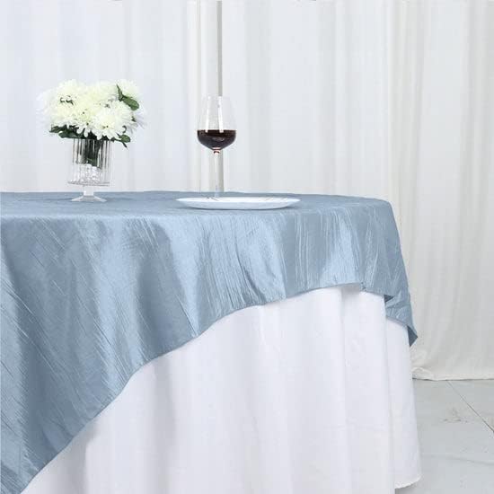Tableclothsfactory 72"X72" Dusty Blue Accordion Crinkle Taffeta Table Overlay - Image 8