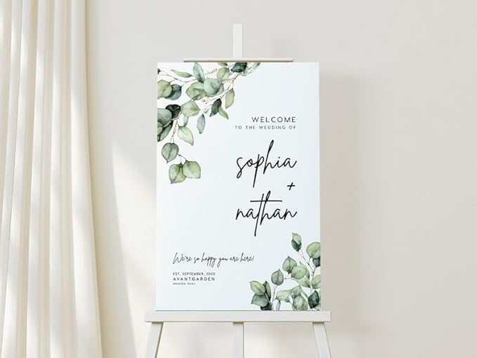 Modern Greenery Eucalyptus Wedding Welcome Sign - Image 2