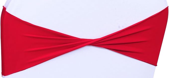 MDS Pack of 10 Spandex Chair Sashes Bows Elastic Stretch Dining Chair Bands - Image 2