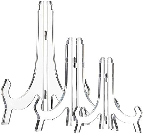 HESTYA 3 Pieces 4.5/7/9.8 Inch Clear Acrylic Easels Display Stands Plate Stands by Hestya