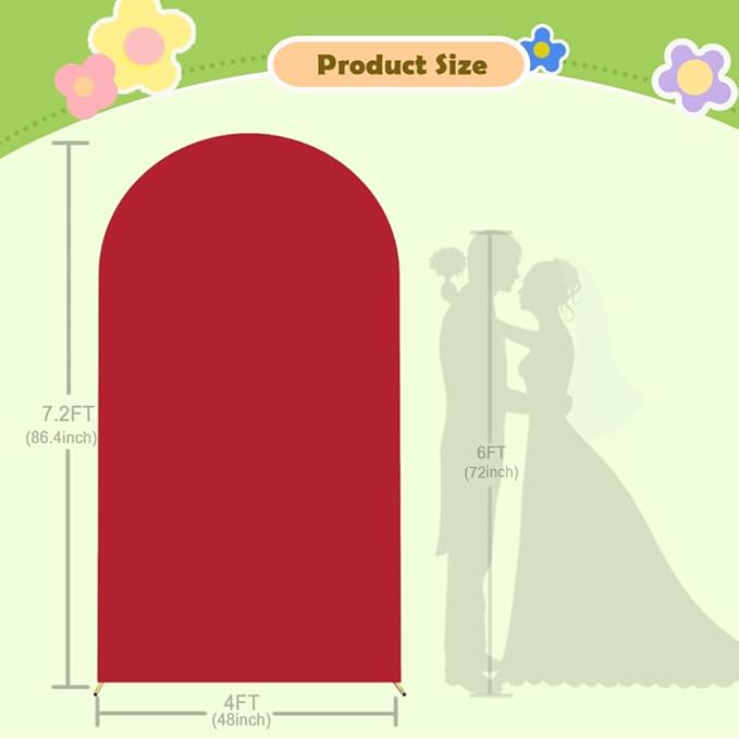 Red Arch Cover Wedding Arch Stand Covers 7.2FT Arch-Backdrop-Cover Spandex Arch - Image 2
