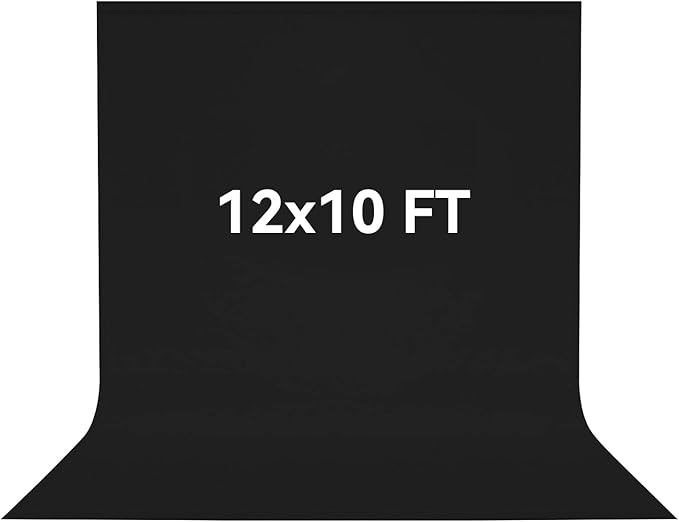 12x10 FT Black Backdrop Background, 100% Polyester Photography Backdrop Screen by Vevelux