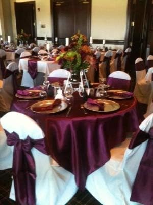 Obstal 10 PCS Burgundy Satin Chair Sashes Bows - Image 3