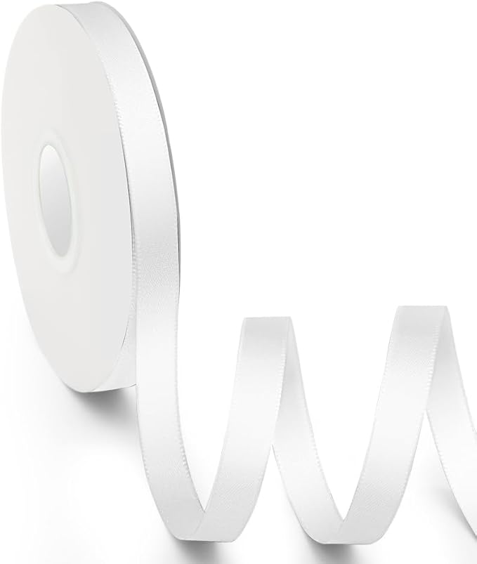 KMER LIFE 3/8 inch x 25 Yards Double Faced Polyester White Satin Ribbon by KMERLIFE