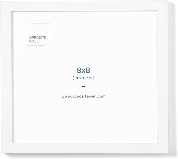 Opposite Wall - 8x8 in - White Solid Oak Wood Picture Frame - Lightweight by OppositeWall
