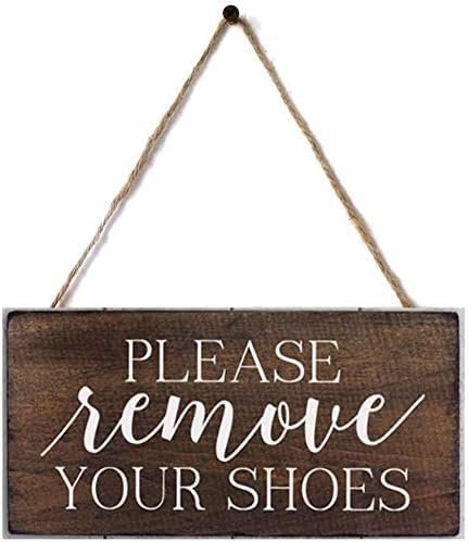 Rustic Wooden Sign 'Please Remove Your Shoes' by Eletina