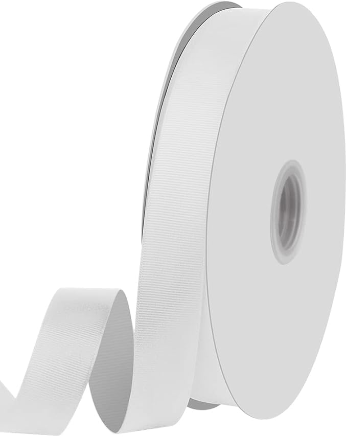 1" X 100 Yards White Grosgrain Ribbon, Premium Grosgrain Ribbon by KMERLIFE