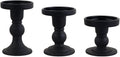 3-Piece Set of Black Glass Candlestick, Crystal Candlestick Holder Holder and by BTGLLAS