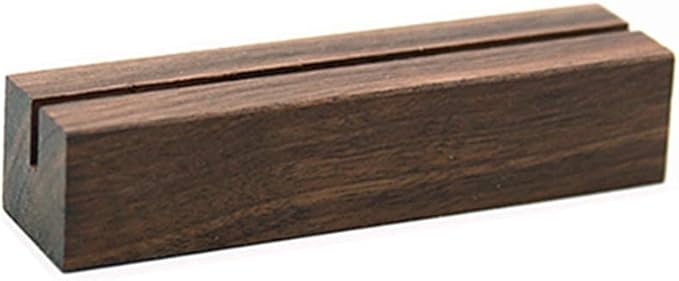 UNIQOOO 5 Pack Rustic Acrylic Sign Holders | Walnut Wood Table Numbers Display by UNIQOOO