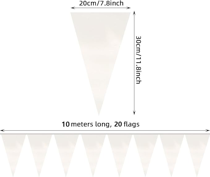 40M/130FT White Triangle Pennant Banner Flag Metallic Fabric Bunting Garland - Image 2