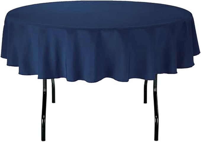 LinenTablecloth 70-Inch Round Polyester Tablecloth Navy Blue by Shindigz